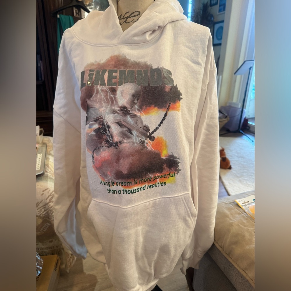 Like minds White Graphic women or Men's hoodie xxl nwot